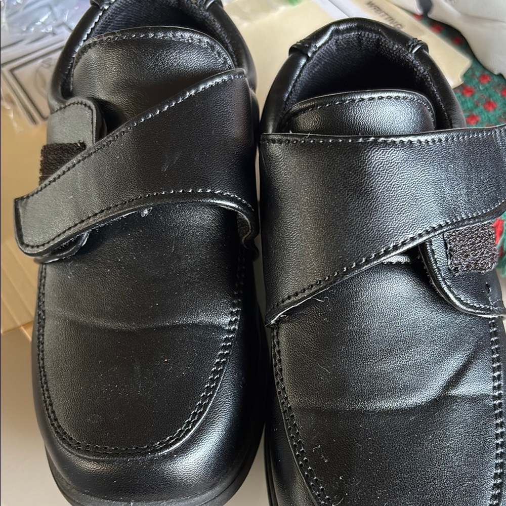 French Toast Black Loafers with Velcro Strap